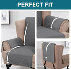 Turquoize 100% Waterproof Wing Chair Cover Wing Armchair Slipcovers Chair Couch Protector Triple Non-Slip Sofa Slipcover for Wing Chair Furniture Protector for Pets, Kids,Dog (Wing Chair, Gray)