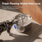 PEKTACO Cat Water Fountain, 3.2L Stainless Steel Pet Fountain, 3 Filters | 108oz capacity, LED water level window, ultra-quiet pump, dishwasher-safe tray, BPA-free, for cats and small dogs