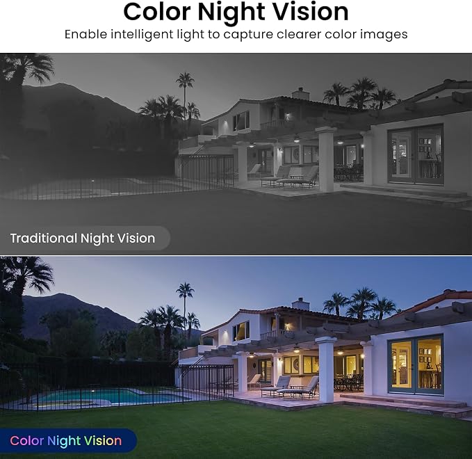 AOQEE 2K Indoor/Outdoor Camera, IP65 Water Resistant & White Light, C1 4Pcs | 2.4G Security Camera Outdoor with Color Night Vision, Human Detection, 2-Way Talk, 24/7 TF Card & Cloud Recording, Plug in