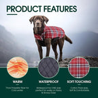 Kuoser Warm Dog Coat, Waterproof Dog Jacket for Extra Large Dogs, Red XL | Adjustable Durable XL Doggie Winter Coat Reversible Cozy Puppy Cold Weather Apparel from Small to Large Breed