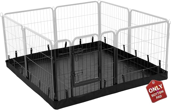 PJYuCien Square Playpen Bottom Pad for 24'' Width 8 Panel Pen, Black | Protect Floor, Easy to Move and Clean, Perfect for Puppy, Duck, and Other Small Animals, Hook Connect