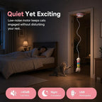 Interactive Cat Toys for Indoor Cats,Automatic Hanging Door Cat Teaser Feather Toy with 6 Accessories,2 Modes,Auto Pause & USB Rechargeable Electric Cat Chase Toy,Safe for Bored Adult Kitten-Pink