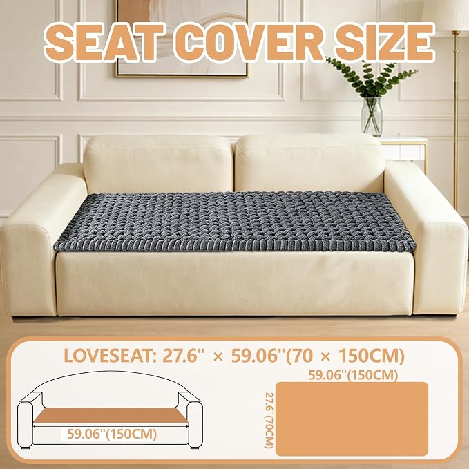 Couch Cover for Dogs Washable,Non Slip Fuzzy Durable Pet Friendly Cozy | Soft Slipcovers for 3 Cushion Sofa Cover,Plush Thick Protector Fits Mat Bed Leather & Fabric Couches (Grey 27.6"x59")