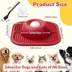 Slow Feeder Dog Bowls & Lick Mat for Liquid and Thick Treat, Anti-Slip Dog Lick Bowl with Interactive Rolling Ball, 5/6 Cup Pup Licking Toy for Large Medium Small Dogs and Cats Red