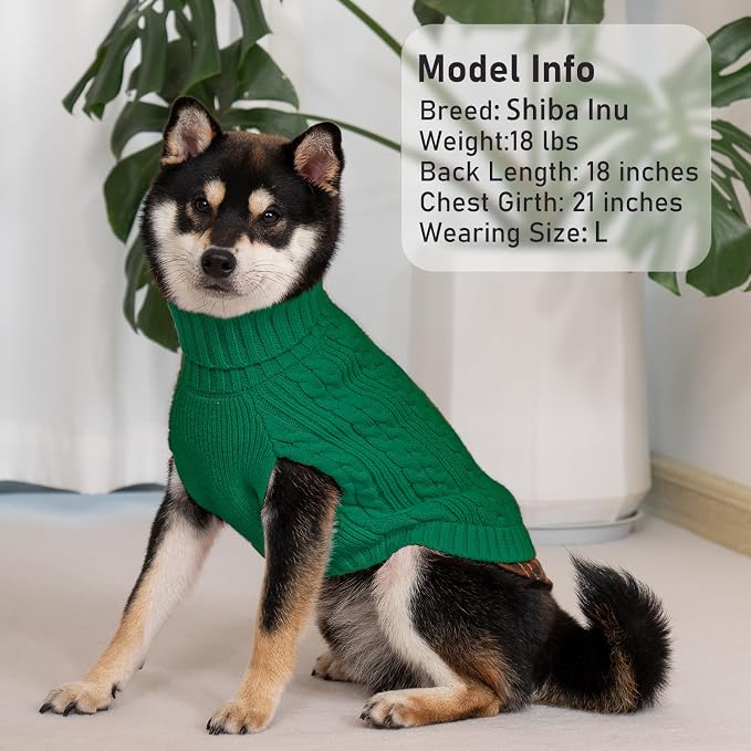 KYEESE Dog Sweater Turtleneck Thick Knit Pullover for Cold Weather | Stretchy Fit, Lightweight & Warm, Cozy Knit Comfort, Classic Plaid Design, Gentle on Sensitive Skin, Comfortable Daily Wear
