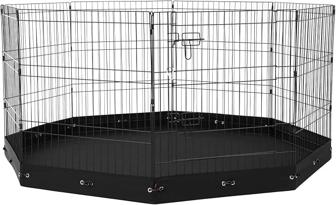 VEVOR Dog Playpen, 8 Pcs 30"H x 24"W Panels Foldable Metal Pet Exercise Pen, Dog Fence Indoor and Outdoor Pen with Door, 600D Oxford Fabric Bottom Pad, Pet Playpen for Dogs, Cats, Other Small Animals