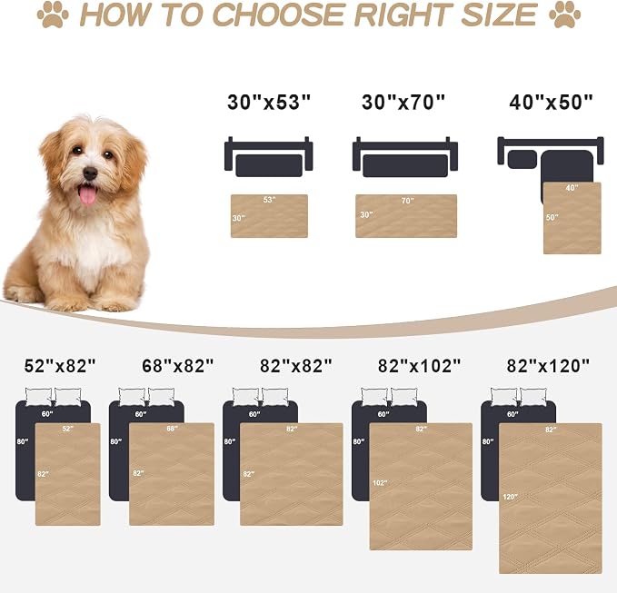Smiry Waterproof Dog Bed Cover, Reversible Pet Blanket for Sofa Couch | Soft Washable Dog Blanket, Leakproof Couch Cover for Dogs Cats & Furniture Protection, 68x82, Camel/Beige