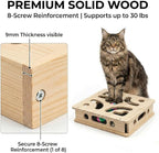 EIODEAR Cat Nail File Scratcher with 5 Sandpaper Pads, 4 Bell Balls, 8 Screw, Solid Wood Cat Scratch Puzzle Enrichment Box Nail Filer Box Toy to File Nails, Cat Treat Box for Treat-Motivated Cats