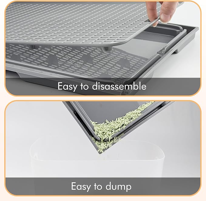2Pack Cat Litter Box Step, Litter Catcher, Expandable Interlock Litter Mat, Washable Easy Clean, Waterproof & Urine Proof, Dark Grey