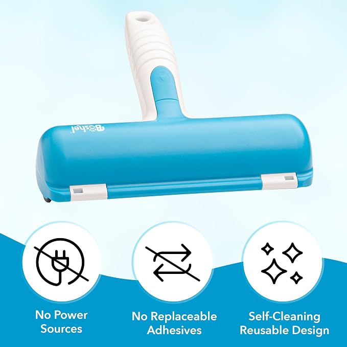 Pet Hair Remover for Laundry - Lint Roller for Pet Hair - Dog Hair Remover with Hair Base - Pet Fur Remover with Comfy Rubber Handle - Easy Clean Pet Hair Remover Roller for Couch
