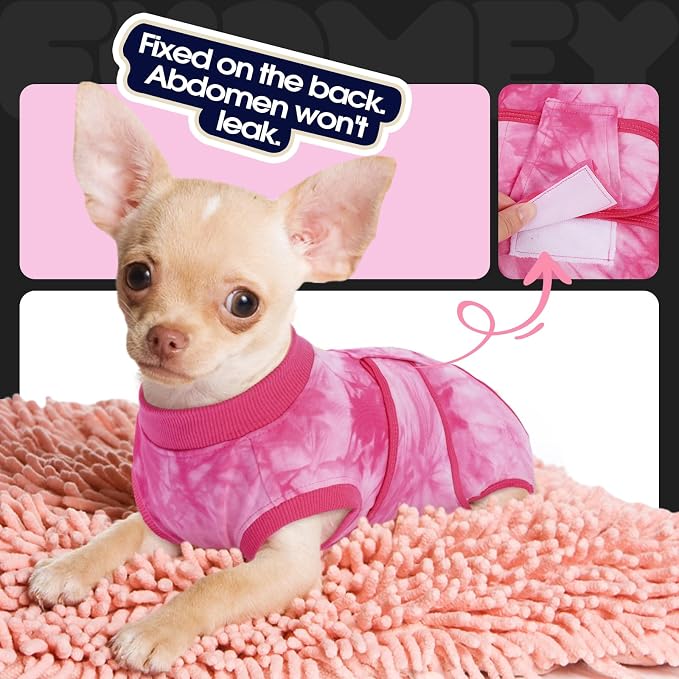 FUAMEY Dog Surgery Suit, Surgical Suit for Dogs, Dog Onesie for Surgery | Cone Collar Alternative, Abdominal Wound Protector, Anti Lick Suit, Soft Dog Bodysuit after Surgery Female Male, Rose Dye L
