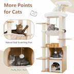 Gitelsnour Modern Cat Tree Tower, 2-Layer Condo & Perch, Big Hammock 102WB | 70.9''Wooden Cat Tower House Large Platform with Safe Guardrail for Indoor Cats Adult, All Sisal Scratching Post, Walnut