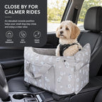 Center Console Dog Car Seat for Small Dogs 5-15 lbs, Gray | Portable Puppy Armrest Booster with Anti-Collapse Support, Washable Fluffy Cushion and Pillow,