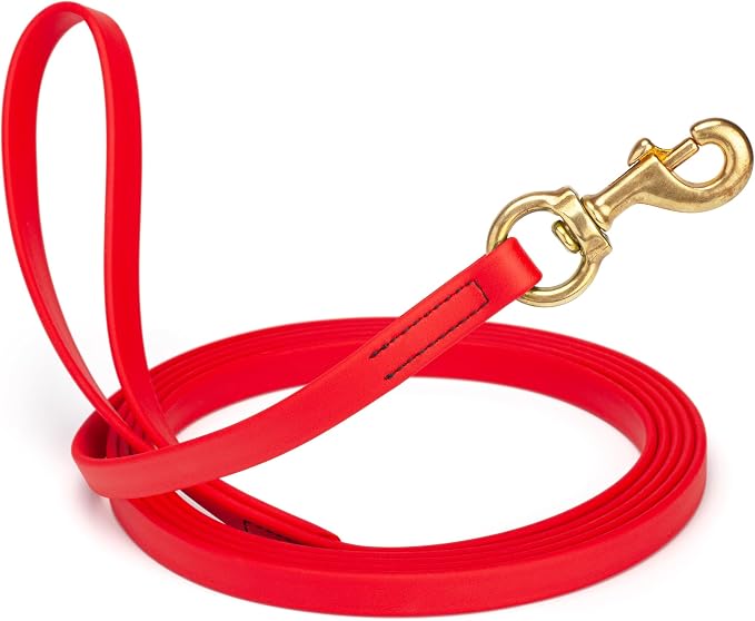 Viper Biothane K9 Working Dog Leash Waterproof Lead for Tracking Training Schutzhund Odor-Proof Long Line with Solid Brass Snap for Puppy Medium and Large Dogs, 15ft Cherry Red