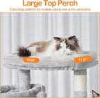 Heybly Cat Tree, 71-Inch-Tall Tower for Indoor Cats with 2 Perches HCT034W | Large Cat Furniture with 2 Big Condos, 2 Hammocks, Basket, Scratching Pad, Multi-Level Cat Condo, Light Gray