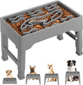 9 Cups Elevated Slow Feeder Dog Bowls 4 Adjustable Heights, Grey | Raised Dog Slow Feeder Bowls, Dog Food Bowl Stand, Non Slip Anti Gulping Slow Eating Dog Bowl for Medium & Large Dogs