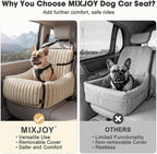 MIXJOY Dog Car Seat for Small/Medium Dogs up to 25 lbs, Multi-Functional Dog Carrier for Car with Detachable Washable Cover, Pet Travel Bed with Clip-On Safety Leash, Brown