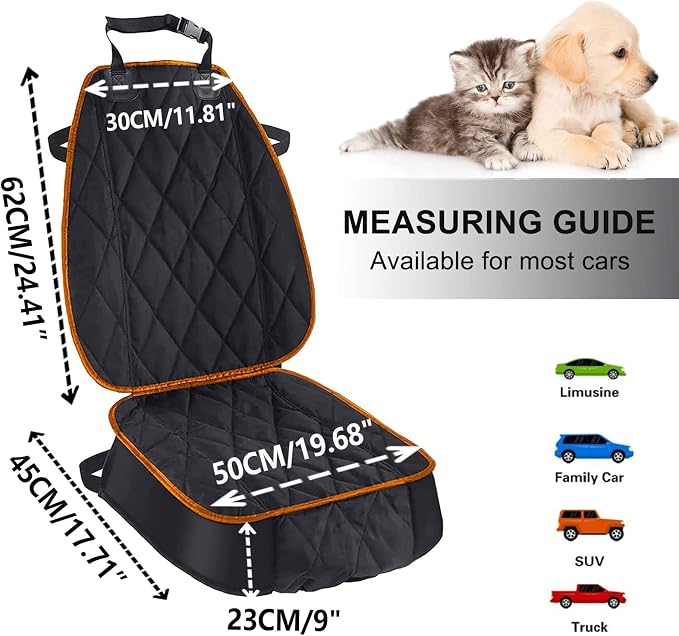 AsFrost Dog Car Seat Cover for Cars SUVs Trucks, Thicked 600D Oxford Heavy Duty Waterproof Front Car Seat Covers for Dogs Durable Nonslip Padded Pet Car Seat Protector with Side Flaps, 2 Pack | Thicked 600D Oxford,Heavy Duty, Waterproof,Durable, Nonsli...