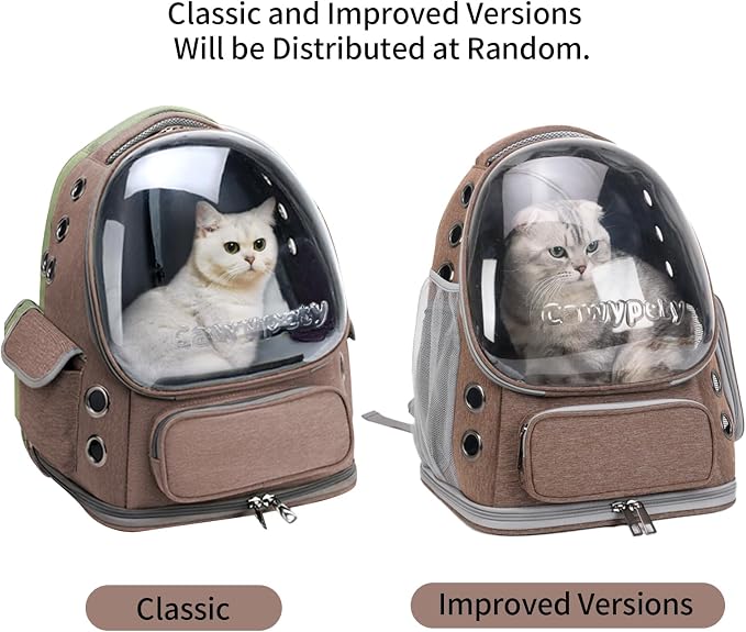 Cawypety Cat Backpack Carrier, Breathable Cat Carrier Large Space Bubble Pet Backpack for Kitty Small Dog up to 15lbs, Transparent & Foldable Pet Carrier for Travel Hiking | Breathable Mesh Cat Backpack Transparent Foldable Pet Clear Carrier Portable f...