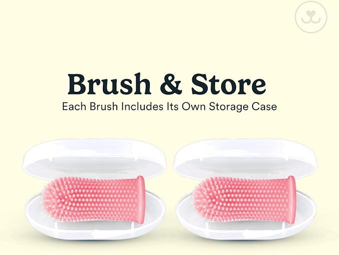 Jasper Dog Toothbrush, 360° Finger Toothbrush for Dogs & Cats, Pink 2-Pack | 12x More Bristles, Teeth Cleaning Kit for Small & Large Pets, Toothpaste Not Included, Fights Bad Breath, Extra Soft Silicone