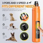 Dog Nail Grinder with 4 LED Lights, 3 Speeds Super Quiet for Pets | Low Vibration, Electric Pet Nail Grinder with 4 LED Light, Painless Paw Grooming & Smoothing for Small to Large Dogs (Orange)