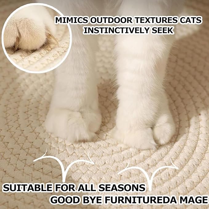 Instinct Basket, Stimuli Handwoven cat Basket Rope Cotton Eliminates Bed Rejection Round Pet Basket, Boho Catbed for Cats Handwoven Scratchable Breathable Weave (Small)