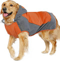 IECOii Dog Raincoat, Waterproof & Windproof Dog Rain Jacket with Reflective Strips for Rainy Walks,Pet Rain Poncho with Hood,Quick Dry,Easy to Wear,3XL Fits for Large Breeds,Orange,XXXL