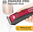 Kong 3-Speed Cordless-Corded Dog Clipper Kit – Stainless Steel Blade, Waterproof, LED Spotlight, Use-While-Charging, 6 Guide Combs, Ergonomic Handle – Red/Gray, All Coat Types