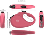 TUG Monochrome 360° Tangle-Free Retractable Dog Leash | 16 ft Strong Nylon Tape (Large, Pink)