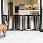 Dog Gate Indoor, Freestanding Dog Fence for The House, Doorways, Hallways,or Stairs,Pet Gate Foldable Wooden,Expandable 32" Height 6 Panels,Black