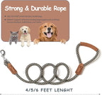 Mile High Life Dog Leash with Genuine Leather Handle, 6 FT/5 FT/4 FT | Leather Grip Rope Leash, Heavy Duty 360° Swivel Metal Clasp, for Small Medium & Large Dogs
