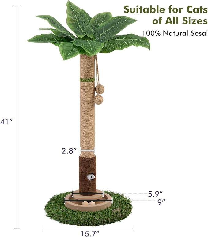 Woochpet Tall Cat Scratching Post,Cat Toys,Cat Scratcher Tree for Large Cat | Heavy Duty,Protect Sofa,Modern Boho,Cat Ball Track,Cat Tree,For Indoor Cats