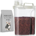 LEAWALK 5Lbs Dog Cat Storage Container Portable with Upgraded Large Spout and Cup, Plastic Pet Food Dispenser for Small Animal Kibble, Bird Seed, Oatmeal, Rice, Flour, Brown Sugart -Elegant White