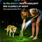 Tubasion 3-in-1 Dog Poop Bag Holder with Flashlight 7-Color, USB-C Rechargeable doggie bag holder for leash, IPX6 Waterproof Anti-Slip Clip Pet Waste Bag Dispenser for Walking (1 Dispenser, 30 Bags)