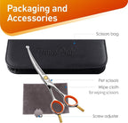 5'' Small Curved Scissors Lightweight Dog Cat Grooming Scissors with Safety Round Tip JP440C Stainless Steel Sharp Blades for Body Facial Nose Ear and Paw Hair Easy Use