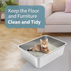 WENBOKMIN Stainless Steel Litter Box - Cat Litter Box Easy to Clean, Never Absorbs Odor, Stains, or Rusts - Silver (17.7" L x 13.5" W x 6" H)