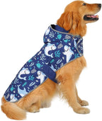 HDE Reversible Hooded Dog Raincoat Slicker Poncho for Small Medium Large Dogs - Sharks - L - Nylon, Polyester