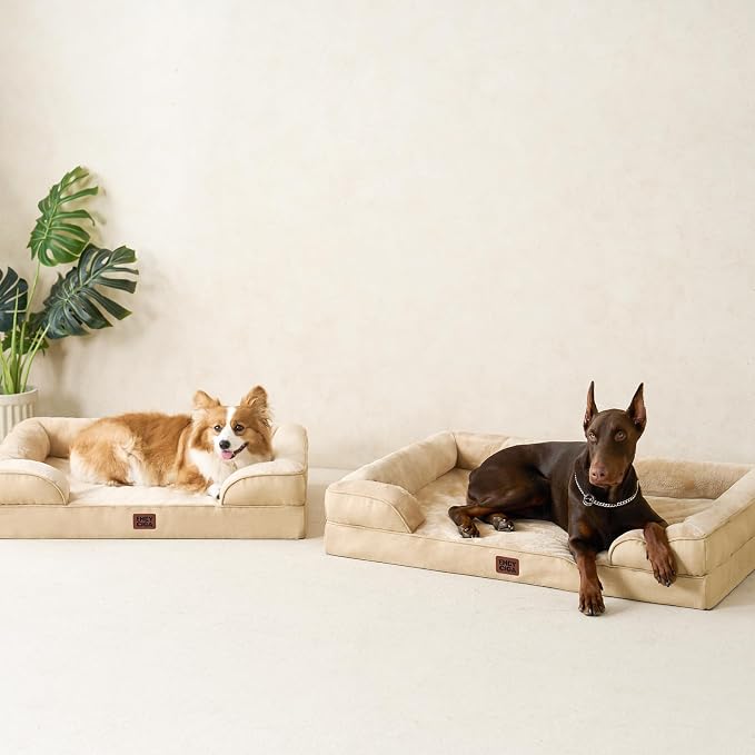 EHEYCIGA Orthopedic Small Dog Bed, Waterproof Memory Foam Washable Pet Beds | Non-Slip Bottom and Egg-Crate Foam Medium Dog Couch Bed with Washable Removable Cover, Graige