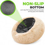 Whiskers & Friends Cat Beds for Indoor Cats, Fluffy Cat Bed Small to Large | Orthopedic Soft Plush Calming Donut Bed, Washable Round Pet Bed, Sized for Kitten to Large Cats & Puppy to Small Dogs