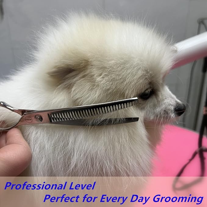 HASHIMOTO Curved Chunkers Shears Dog Grooming, 7.0 inch, 65% Thinning Rate | Lightweight, 440C Stainless Steel, Sharp, Easy to Use