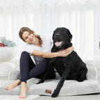 Orthopedic Washable Dog Bed for Medium Dogs, 35x22in, Grey White | Orthopedic Foam Relieves Joint Pressure, Bolsters Supports Head And Neck, Washable Cover, Non-Slip Bottom