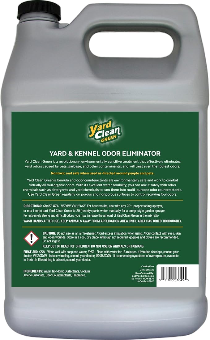 Urine OFF Yard Clean Green Yard and Kennel Odor Eliminator | Cat & Dog Odor Eliminator | Earth Friendly (1 Gallon)