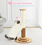 Made4Pets Cat Scratching Post for Indoor Cats with Self Groomer, 28.3" | Cat Scratcher with Natural Sisal Rope, Stable Base and Interactive Ball Track, Cat Toys for Medium and Large Indoor Cats