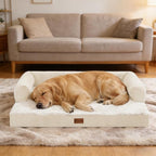 Waterproof Orthopedic Dog Bed for Medium Dogs, 35x22in, Beige | Orthopedic Foam Relieves Joint Pressure, Bolsters Supports Head And Neck, Washable Cover, Non-Slip Bottom