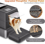 XXXL Stainless Steel Litter Box with Lid, Extra Large 28" Lx20 Dx18.1 H Litter Box for Big Cats, Enclosed Jumbo Metal Litter Boxes with Removable Cover & Footboard, Anti-Leakage,Odorless
