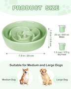 TRUVIC Ceramic Slow Feeder Dog Bowls, 1.5 Cup Puzzle Slow Feeder Bowls for Fast Eaters, Ceramic Dog Food Dish no Black Chin, Puzzle Bowl for Medium Dogs, Green