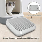 Cat Ramp for Litter Box, Anti-Tracking Cat Litter Trapper, Grey | Litter Box Step for Kittens & Senior Cats, 0.2-in Filter Holes, Non-Slip Base, Easy-Rinse ABS, Fits Most Litter Boxes