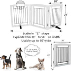 Dog Fence Indoor,Dog Gate Indoor for Doorway pet gate -3-Panel Freestanding, Hallways, House or Stairs -60x24-Inch Retractable Foldable Expandable Wood Pet by SFJC (White) ﻿ ﻿