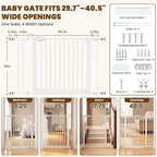 Mumeasy 36" Extra Tall Dog Gate,29.7"-40.5" Baby Gate for Stairs & Doorways | Pressure Mounted Toddler & Pet Safety Gate, Double Lock, Auto Close Walk Thru Door for Kitchen, House, Indoor, Outdoor, White