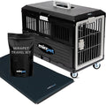 Pet Carrier with Pad, 26.4" Lx15.3 Wx18.8 H - Collapsible Travel Kit for Medium Cats & Dogs, Hard Plastic Wall Kennel for Indoor/Outdoor Use